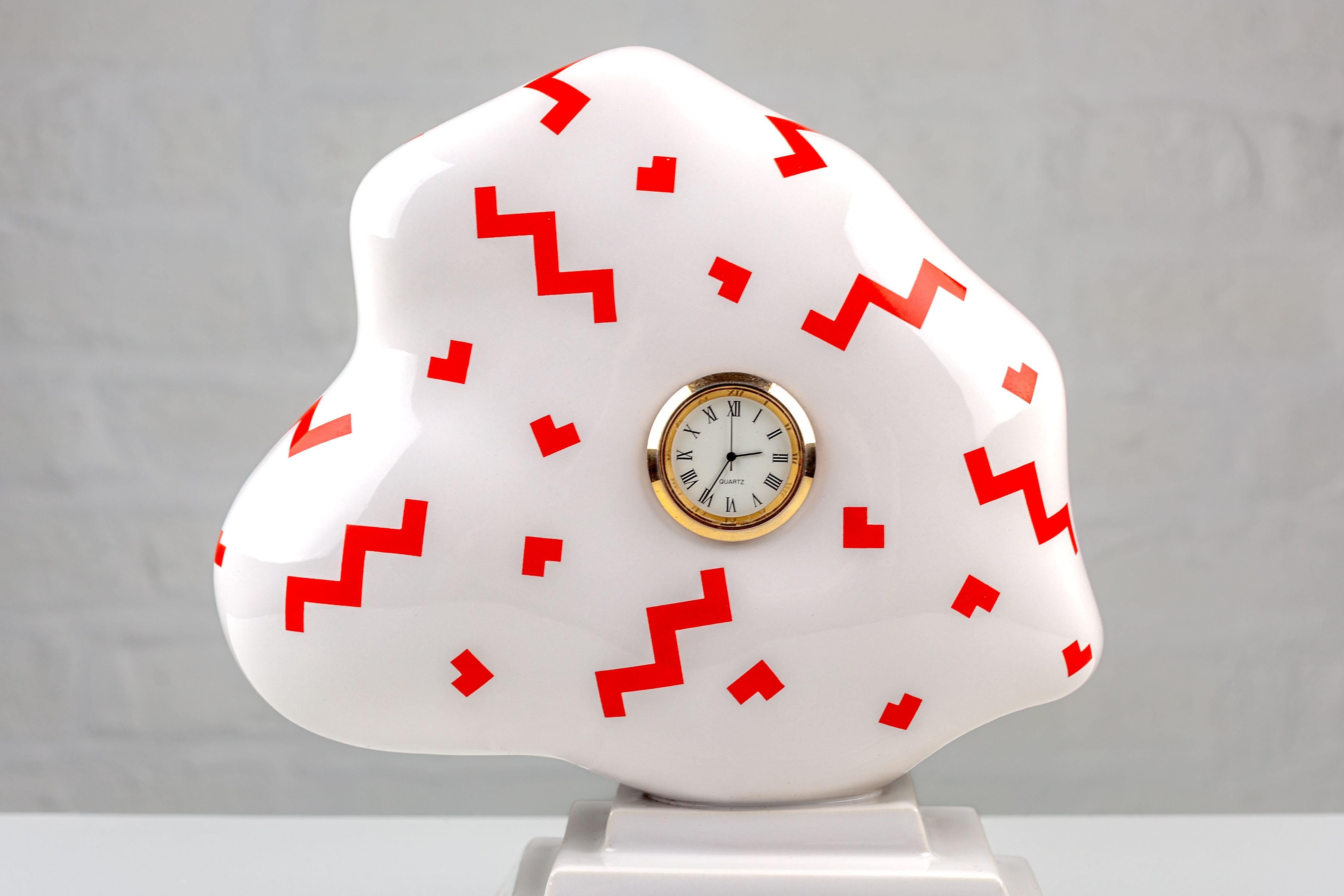 Late 20th Century Post-modern Cloud Clock by Heide Warlamis, Vienna Collection Porcelain, Numbered For Sale