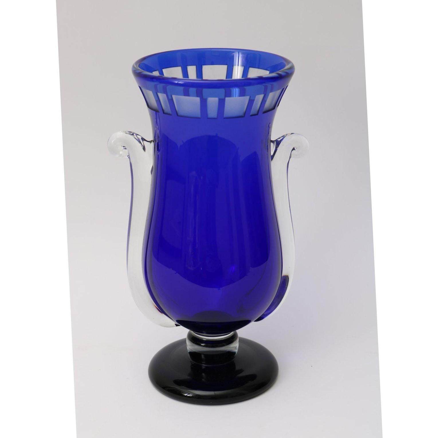 Art Glass Post Modern Cobalt Blue Vase