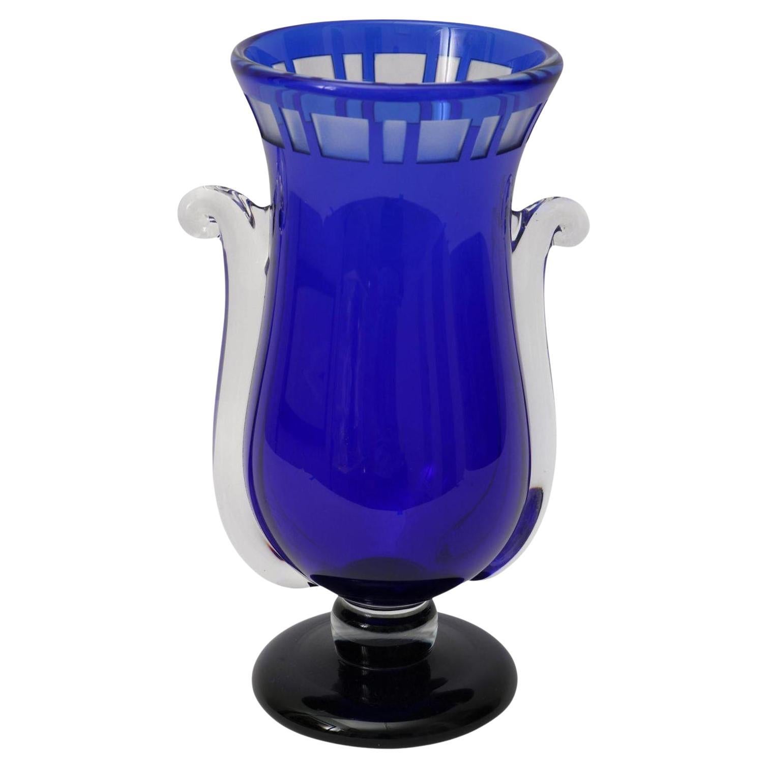 Postmoderne kobaltblaue Vase