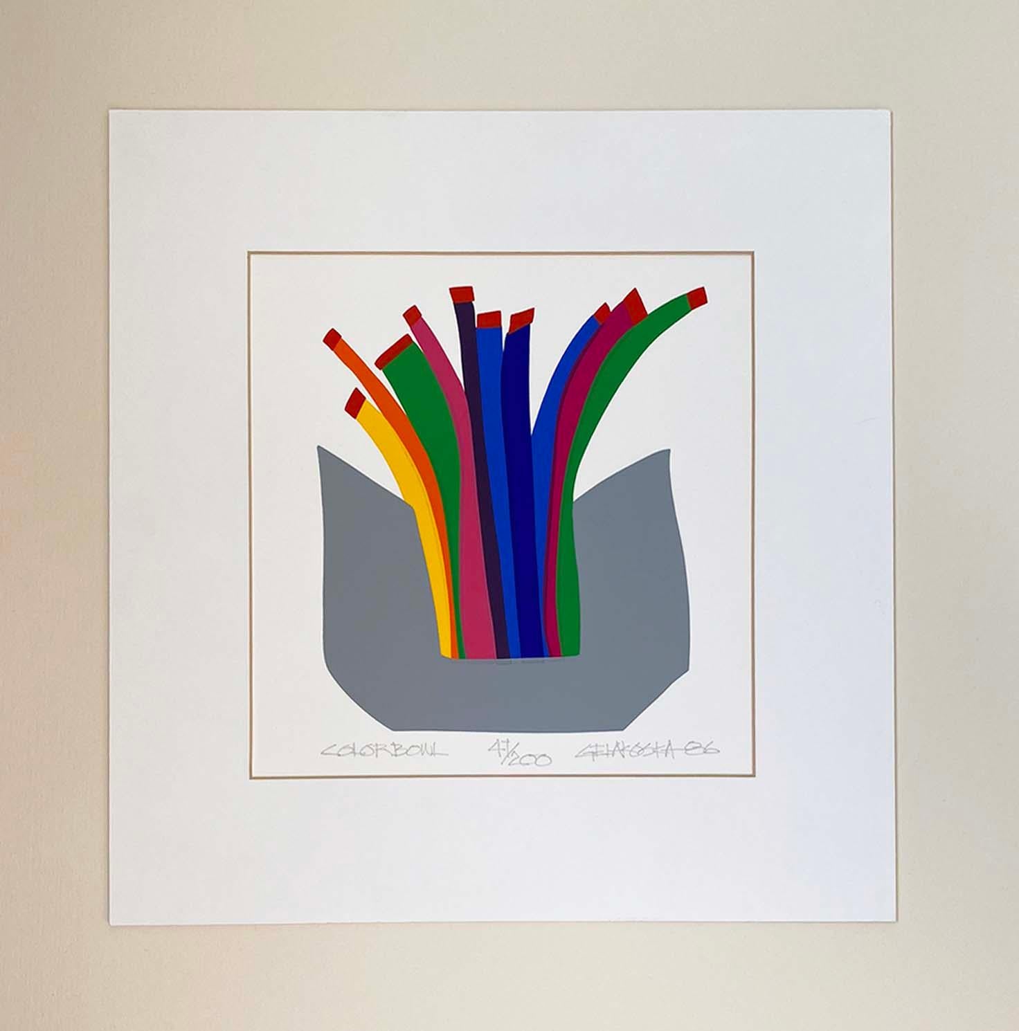 Postmoderner Raumteiler „Color Bowl“ aus Seide mit Siebdruck von Daniel Gelakoska, datiert 1986 (Farbe) im Angebot
