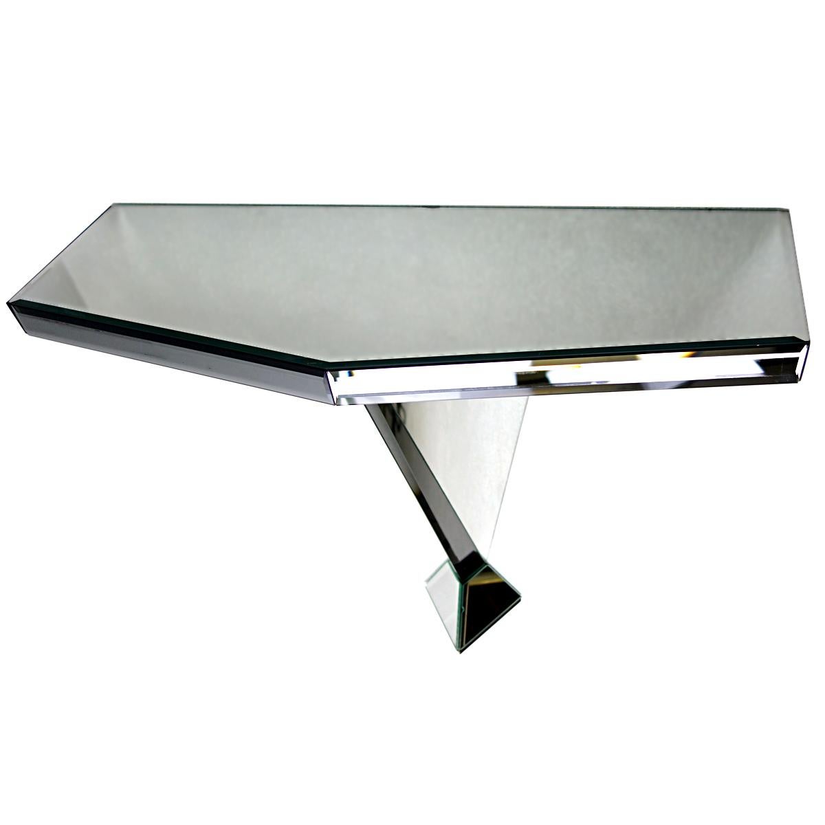 Postmodern Console or Side Table Made of Mirrored Glass In Good Condition In Doornspijk, NL