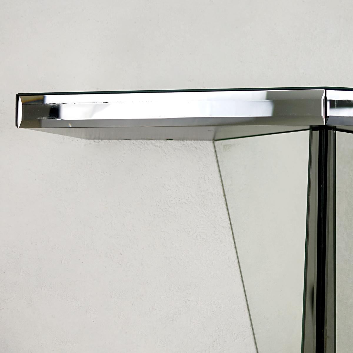 Postmodern Console or Side Table Made of Mirrored Glass 1