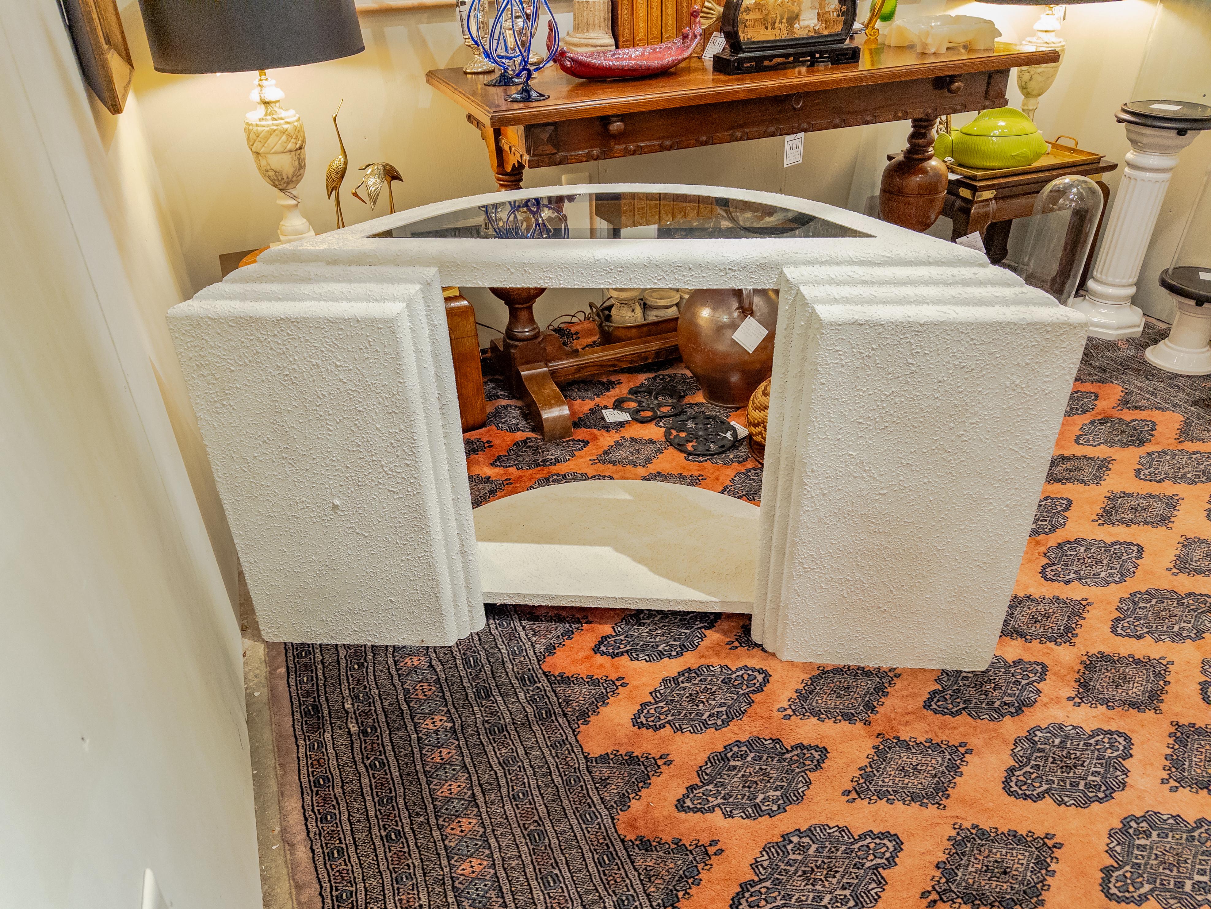 Table console postmoderne avec plateau en verre miroir en vente 4