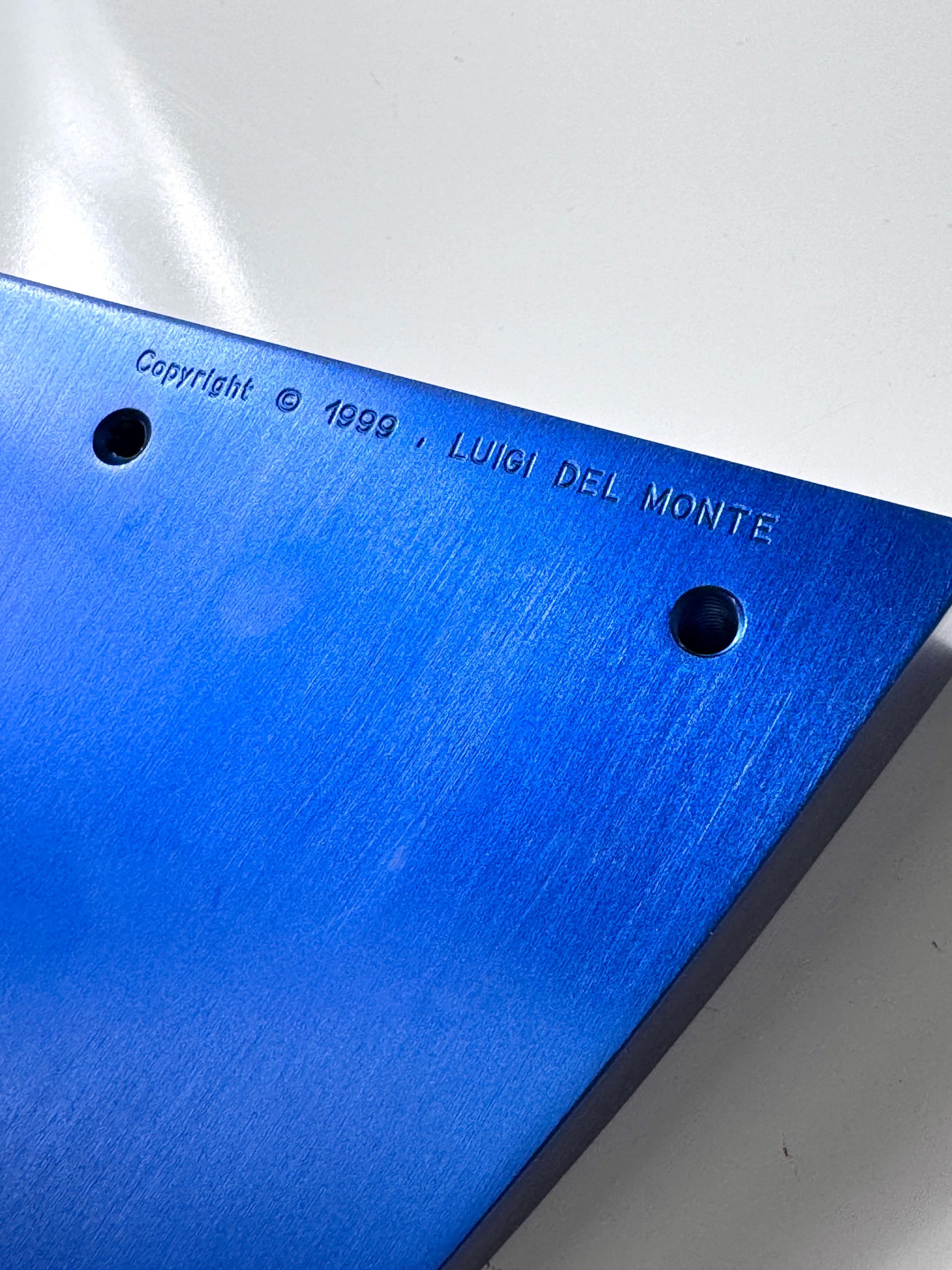 Postmodern Contemporary Menorah in Blue Anodized Aluminum by Luigi Del Monte For Sale 6