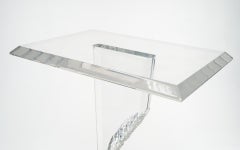 Post Modern / Contemporary Pedestal Display Stand, Clear & Black Lucite/ Acrylic