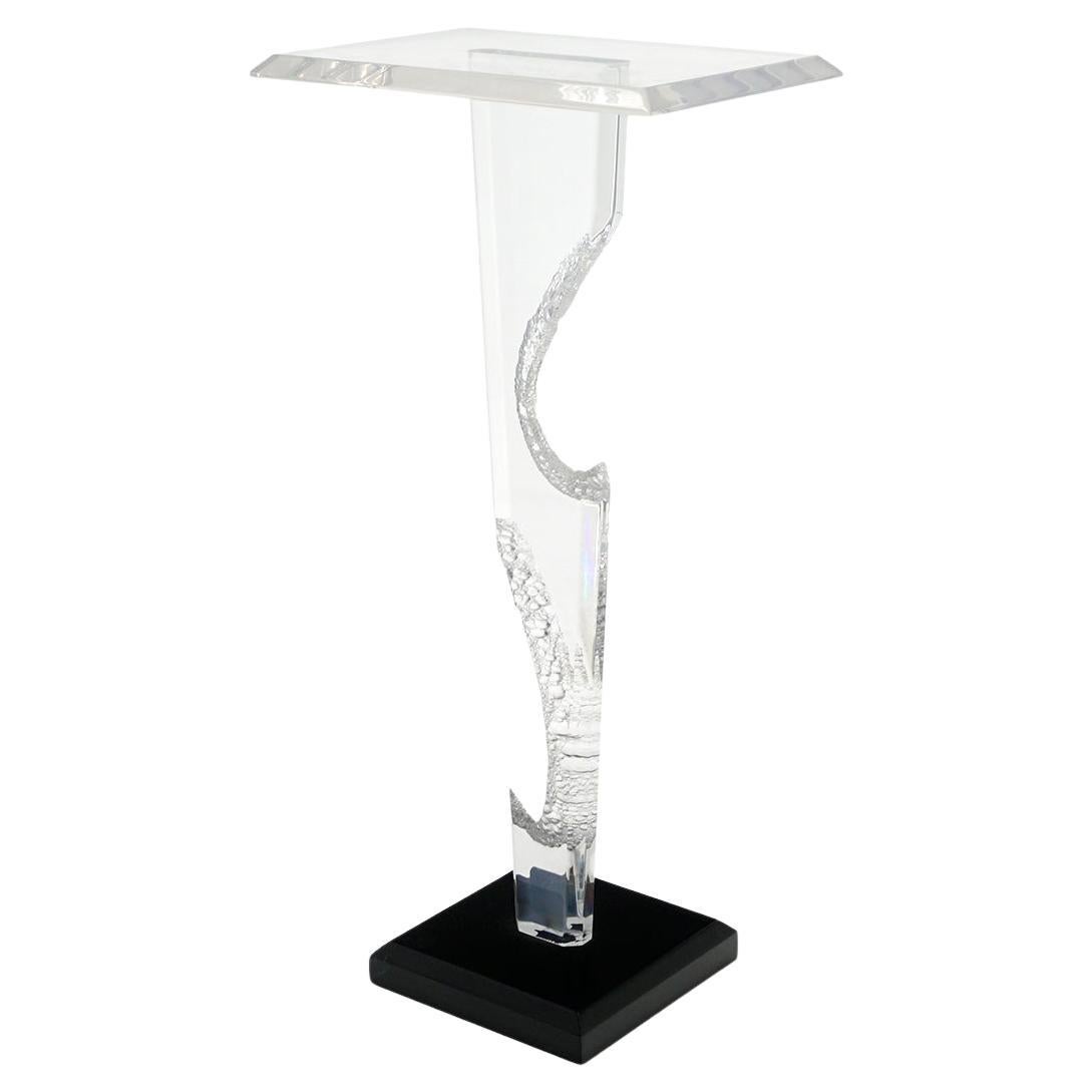 Post Modern / Contemporary Pedestal Display Stand, Clear & Black Lucite/ Acrylic For Sale