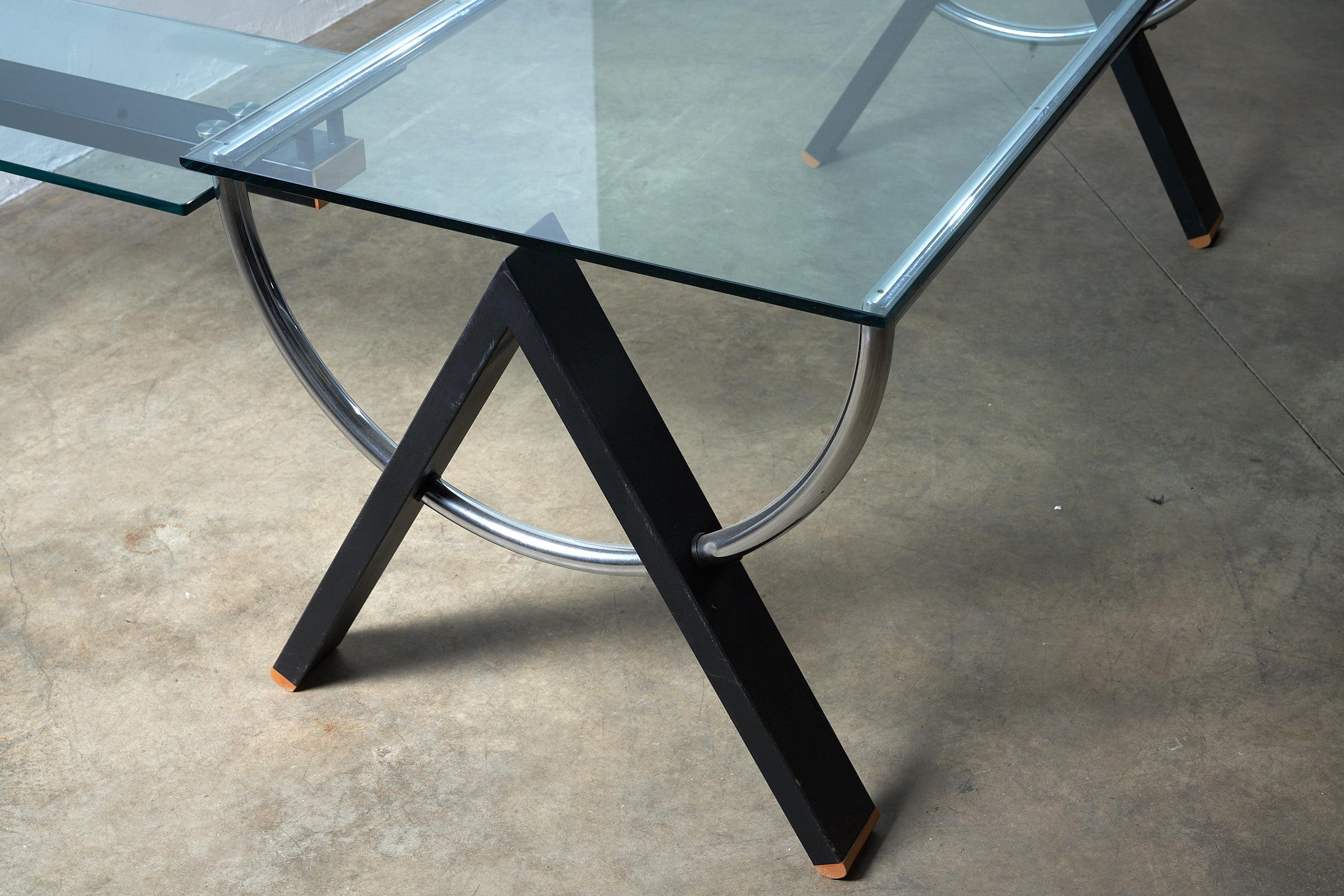 Postmoderner Eck-Schreibtisch aus Glas (Unbekannt) im Angebot