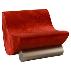 Post-Modern Crimson Velvet & Chrome ‘Vanguard’ Lounge Chair