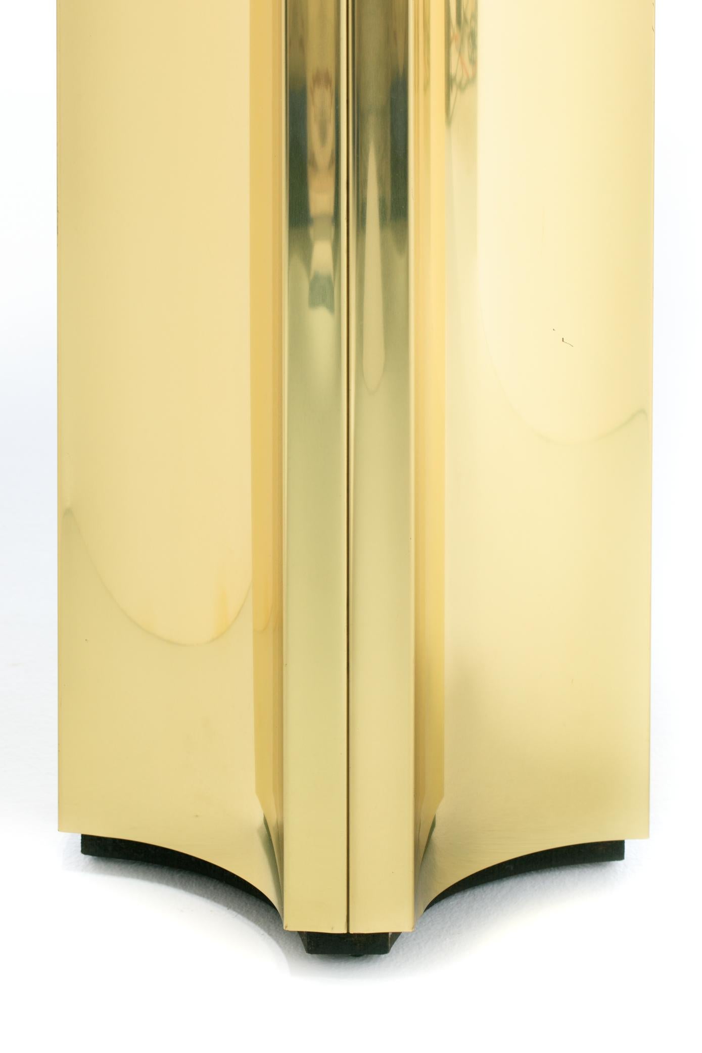 Post Modern Curtis Jeré Brass and Smoked Glass Pedestal Signed 1984 For Sale 11