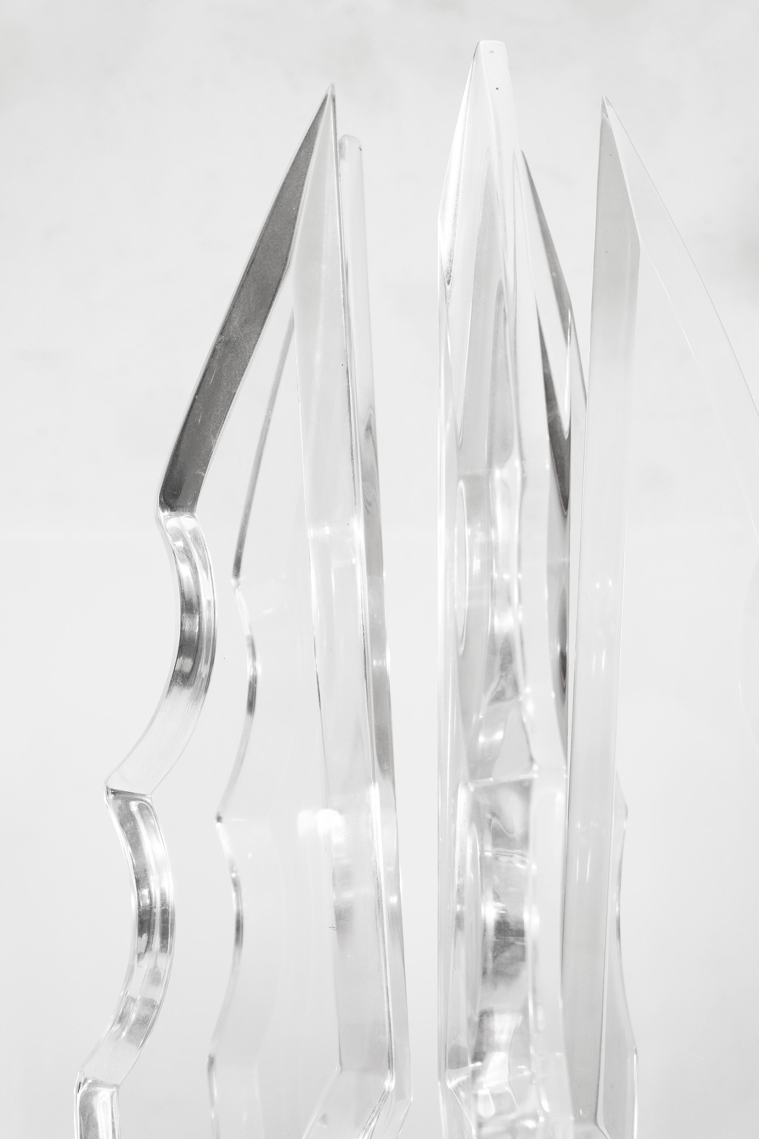 Unknown Post Modern Curved Lucite Table Sculpture Van Teal Style For Sale