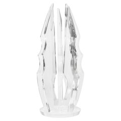 Sculpture de table postmoderne incurvée en lucite style Van Teal