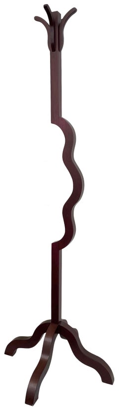 Post-Modern Curvilinear Purpleheart Wood Coat Rack