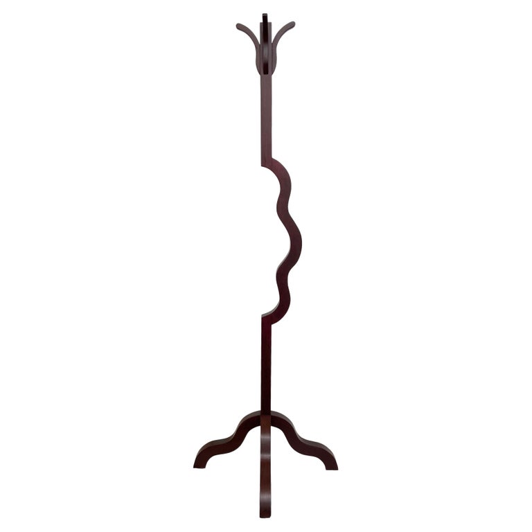 Purple Coat Rack Post-Modern Curvilinear Purpleheart Wood Coat Rack For Sale at 1stDibs