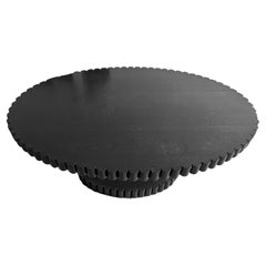 Post modern custom Black oval Reeded edge dining table