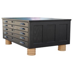 Postmodern Custom Black Stained Oak Custom Flat File Cabinet Coffee Table