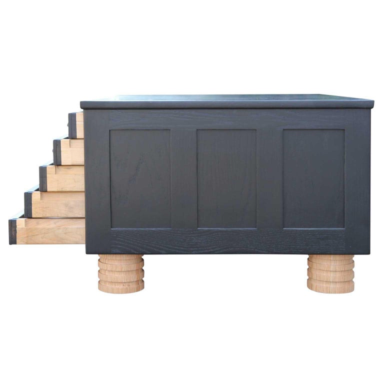 Postmodern Custom Black Stained Oak Custom Flat File Coffee