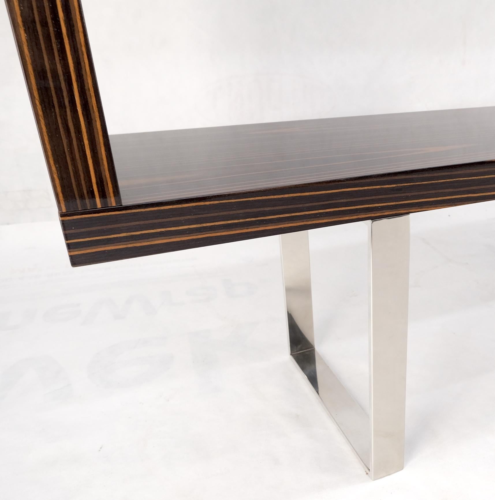 Contemporary Post Modern Custom Design Zebra Wood & Chrome Etagere Bookcase Shelf Wall Unit For Sale