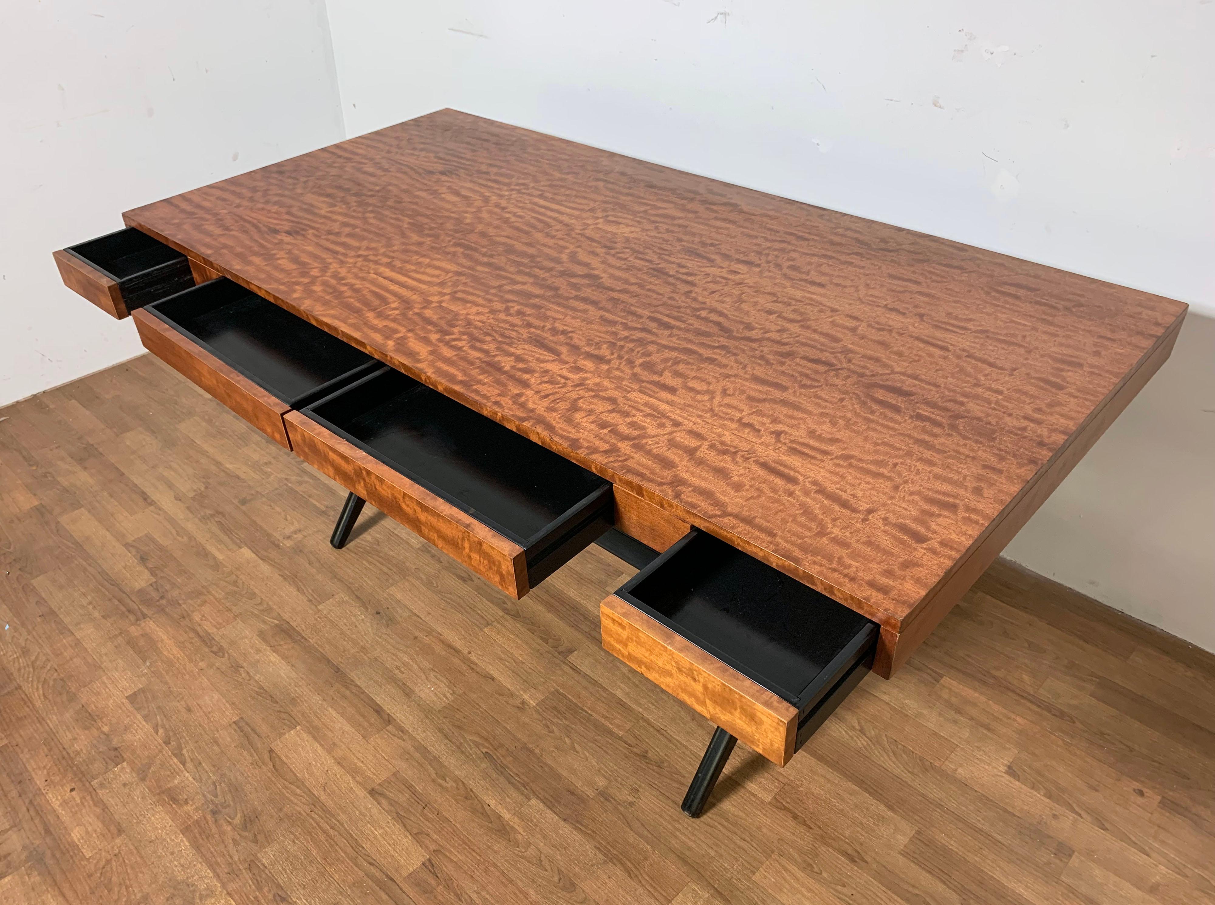 American Post Modern Custom Made Campaign Style Partners Desk with X Form Legs