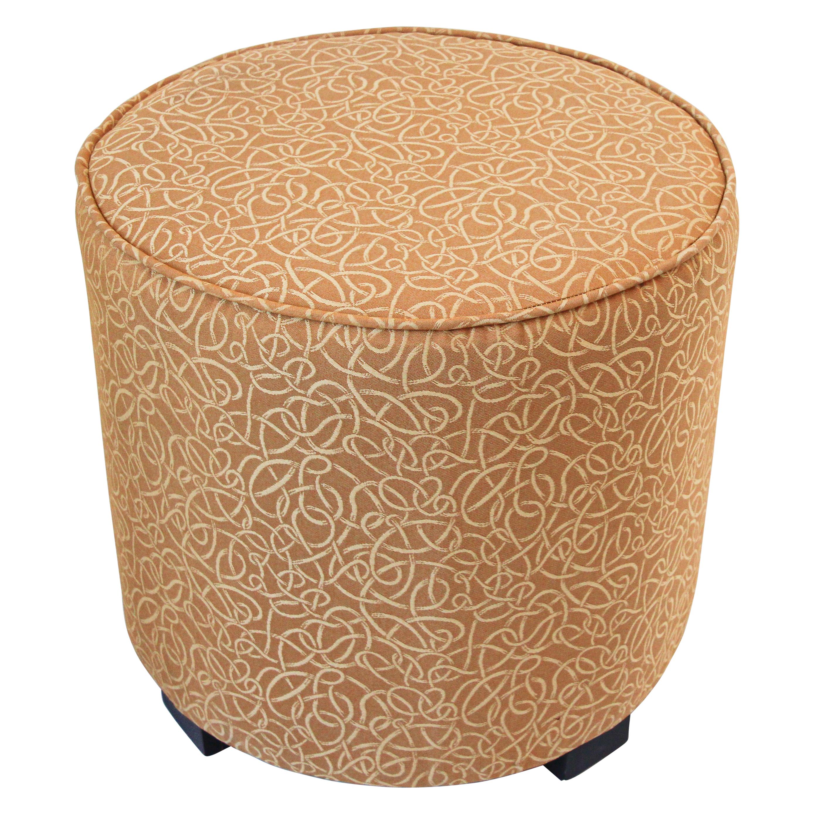 Post Moroccan Art Deco Style Pouf Upholstered in Gold Fabric For Sale