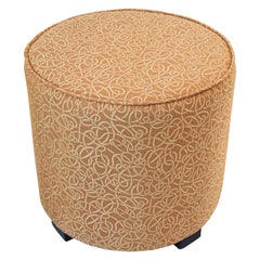 Used Post Moroccan Art Deco Style Pouf Upholstered in Gold Fabric
