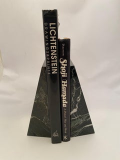 Post-Modern Dark Green Marble Wedge Bookends