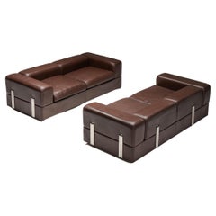 Vintage Post-Modern Daybed Sofa 711 by Tito Agnoli for Cinova in Brown Leather, 1960