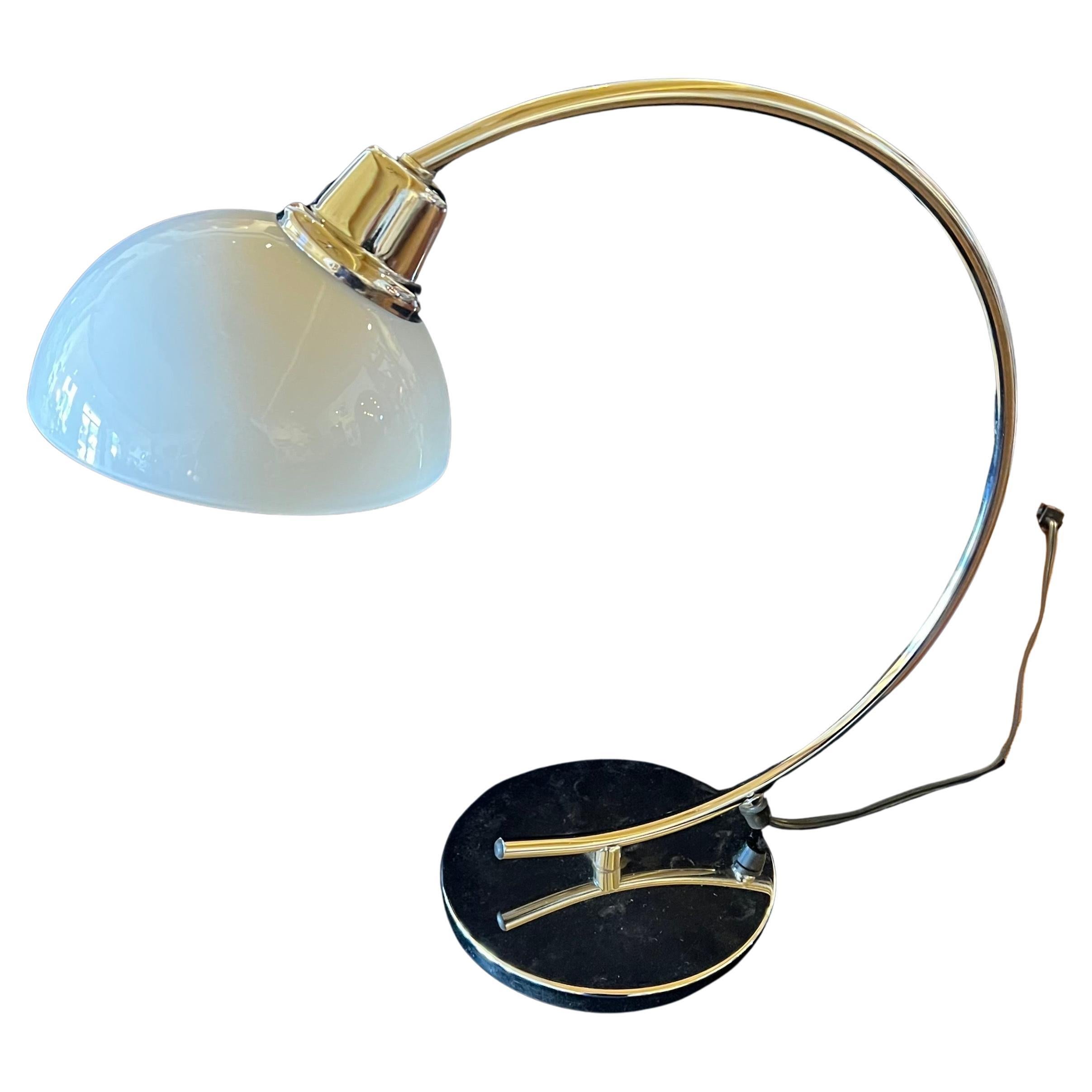 20th Century Post Modern Deco Style Chrome & Glass Desk table Lamp