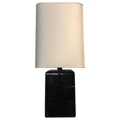 Italy MId-Century Modern Style Pair Black Marble Table Lamps