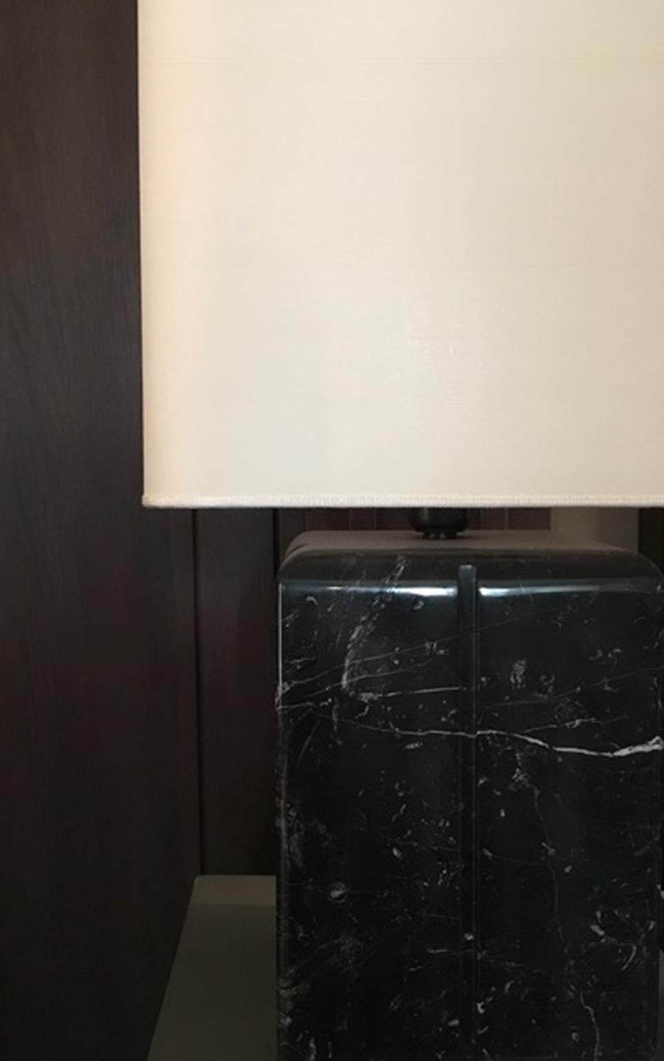 Italy Post-Modern Design Pair Black Marble Table Lamps For Sale 1
