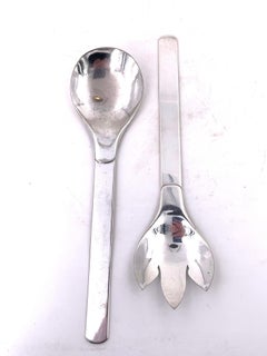 Postmodern Design Silver Plate Salad Servers by Napier