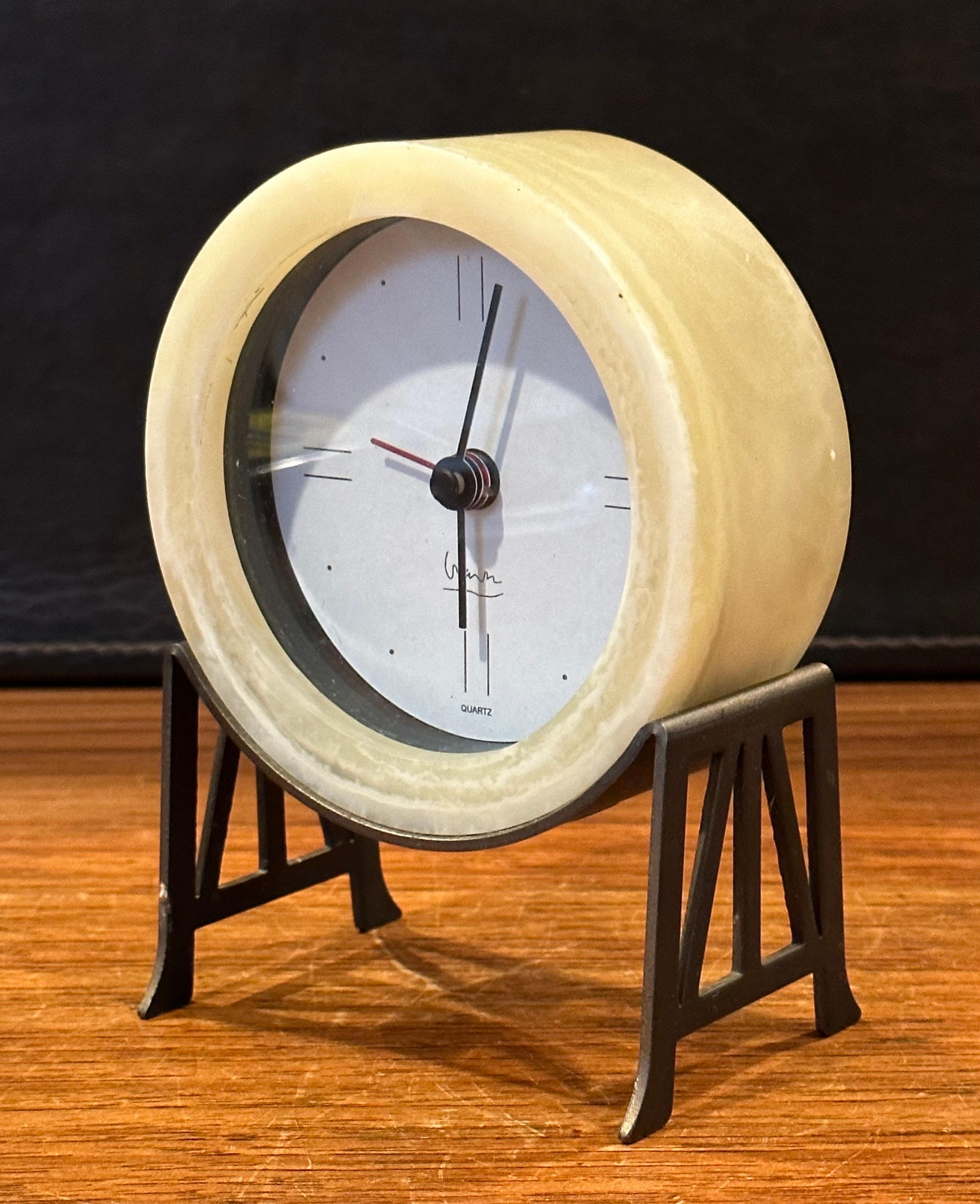 Metal Post-Modern Desk Clock by Michael Graves For Sale