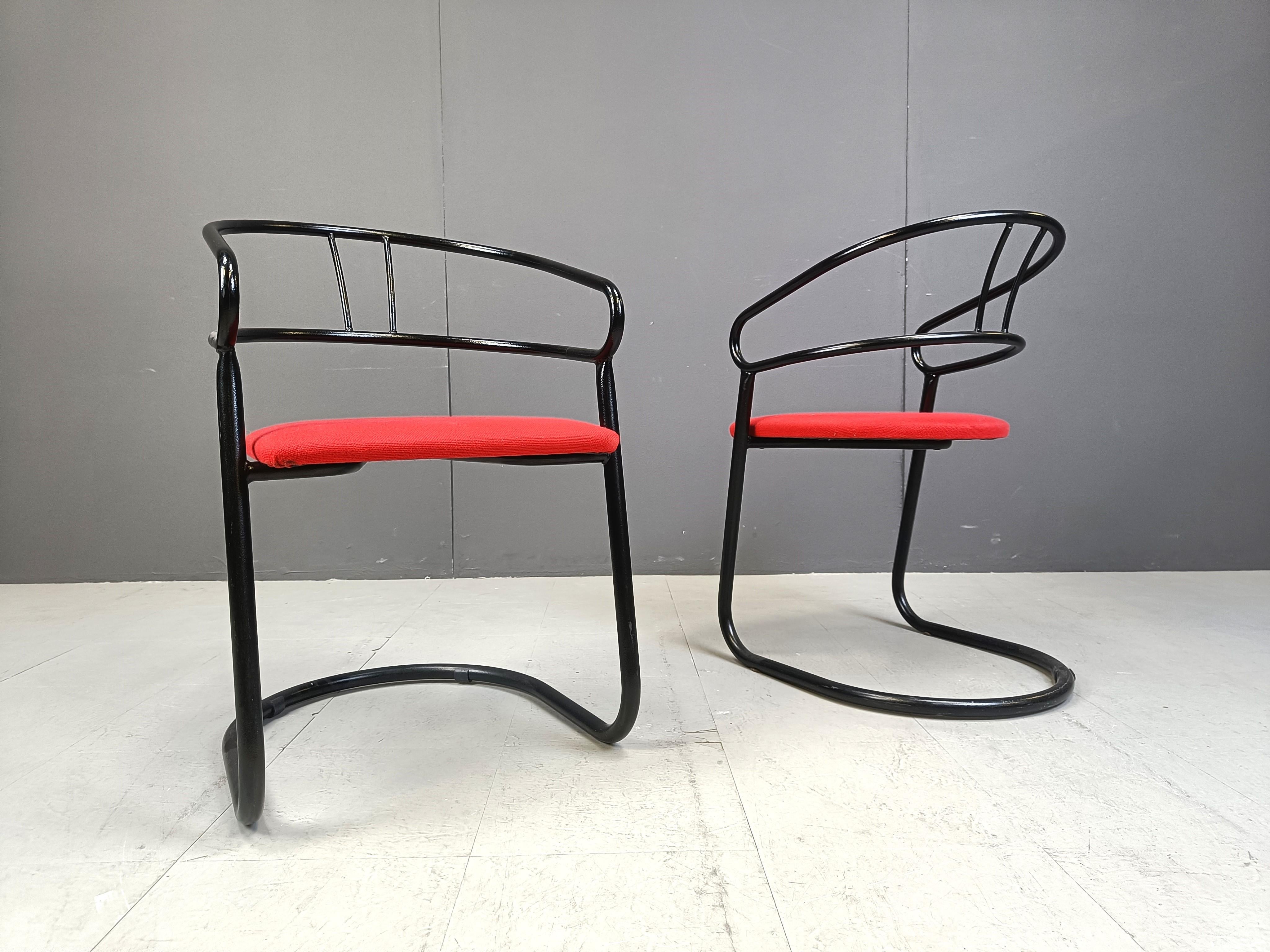 Metal Post modern dining chairs, 1980s For Sale