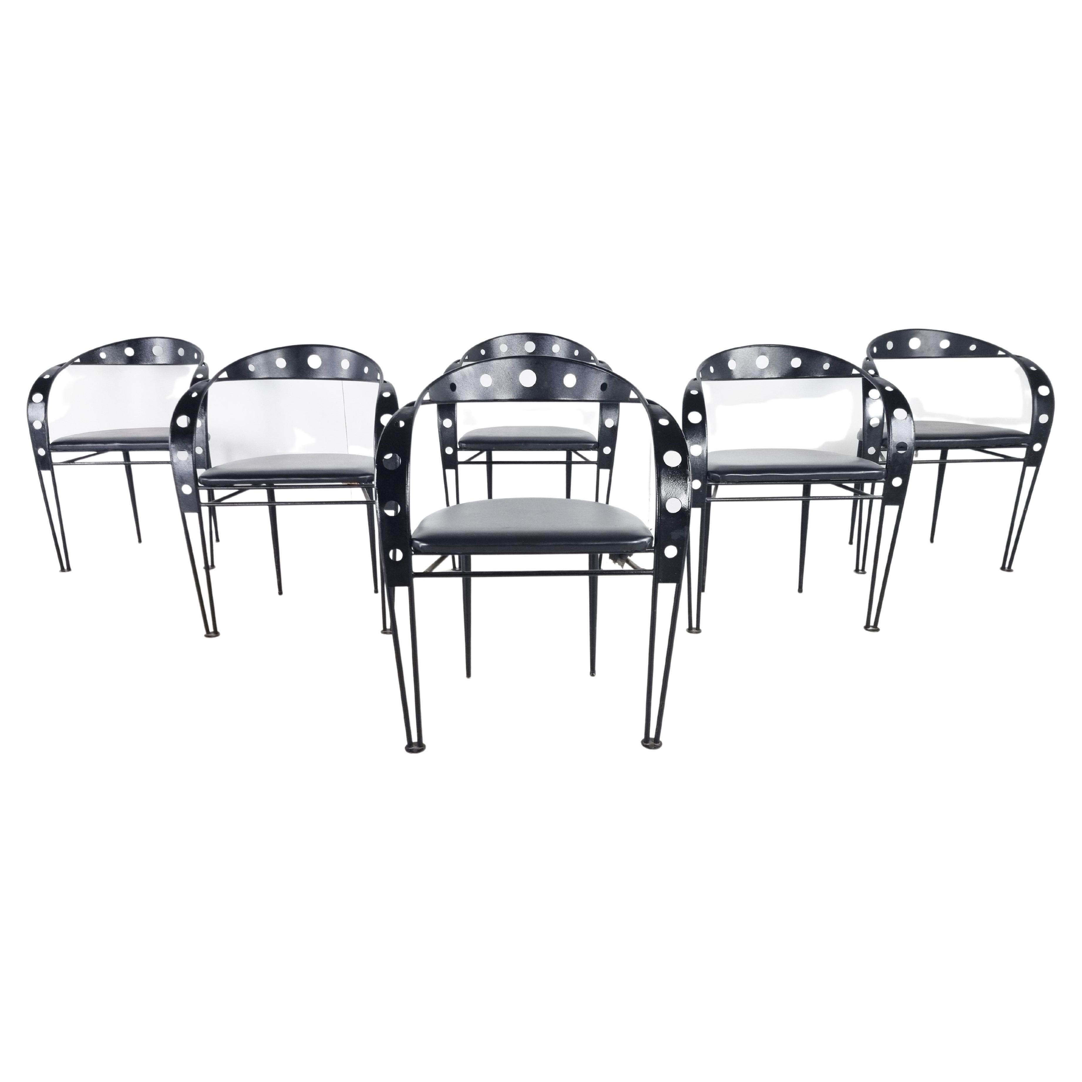 Vintage Red Metal Dining Chairs, 1980s, Jozef Hoffmann Dining Chairs