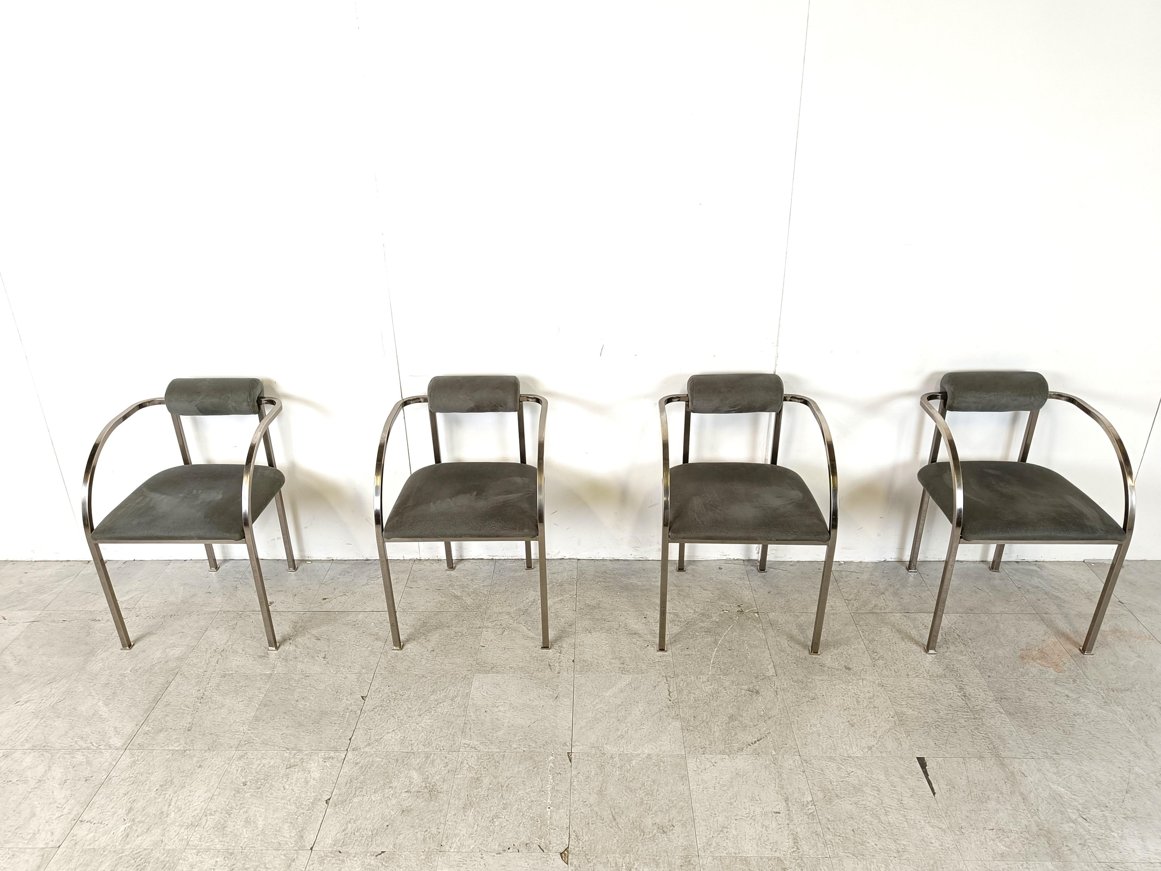 Postmoderne Chaises de salle à manger post-modernes par Belgo chrom, ensemble de 4 - 1980 en vente