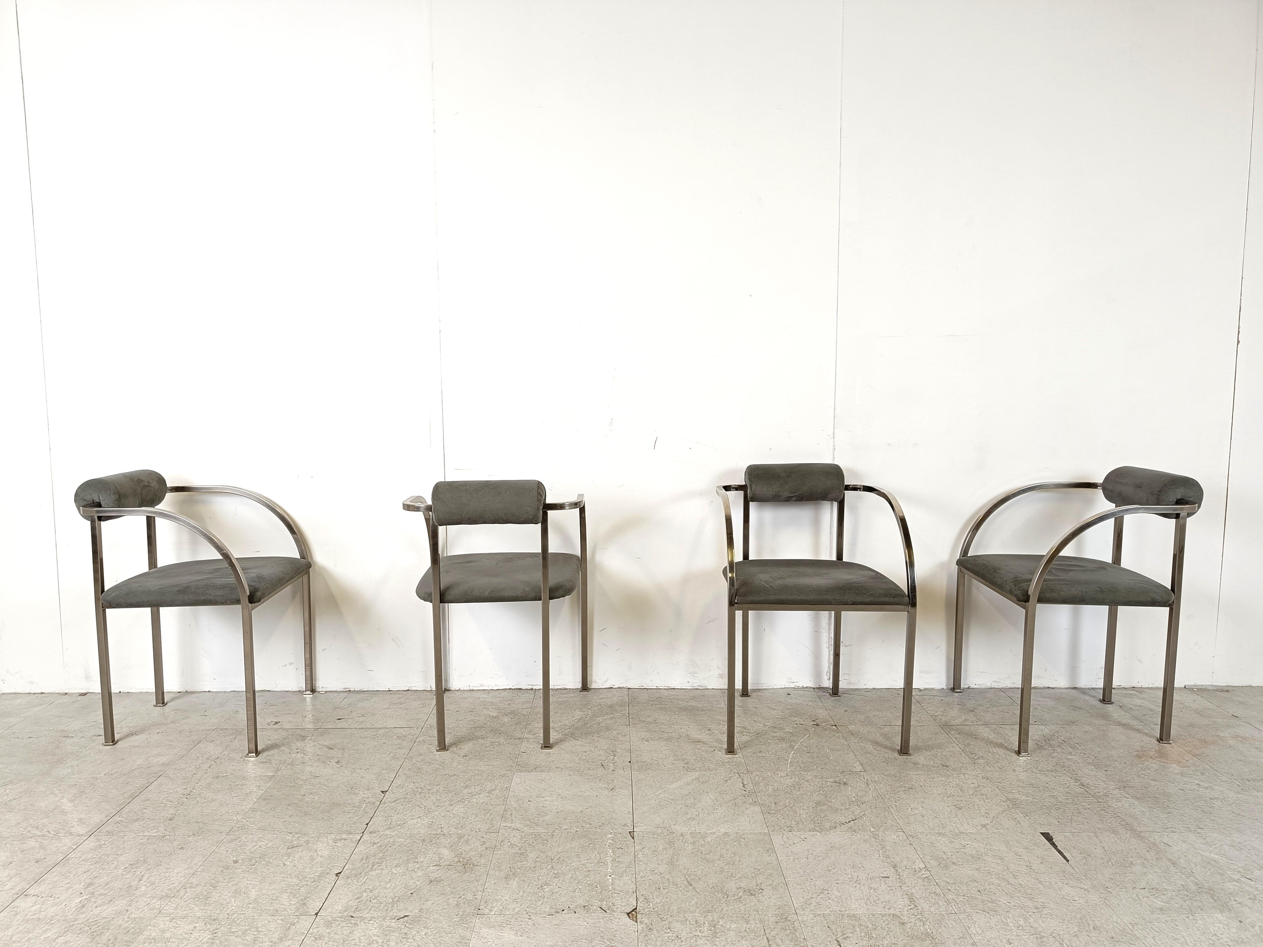 Fin du 20e siècle Chaises de salle à manger post-modernes par Belgo chrom, ensemble de 4 - 1980 en vente