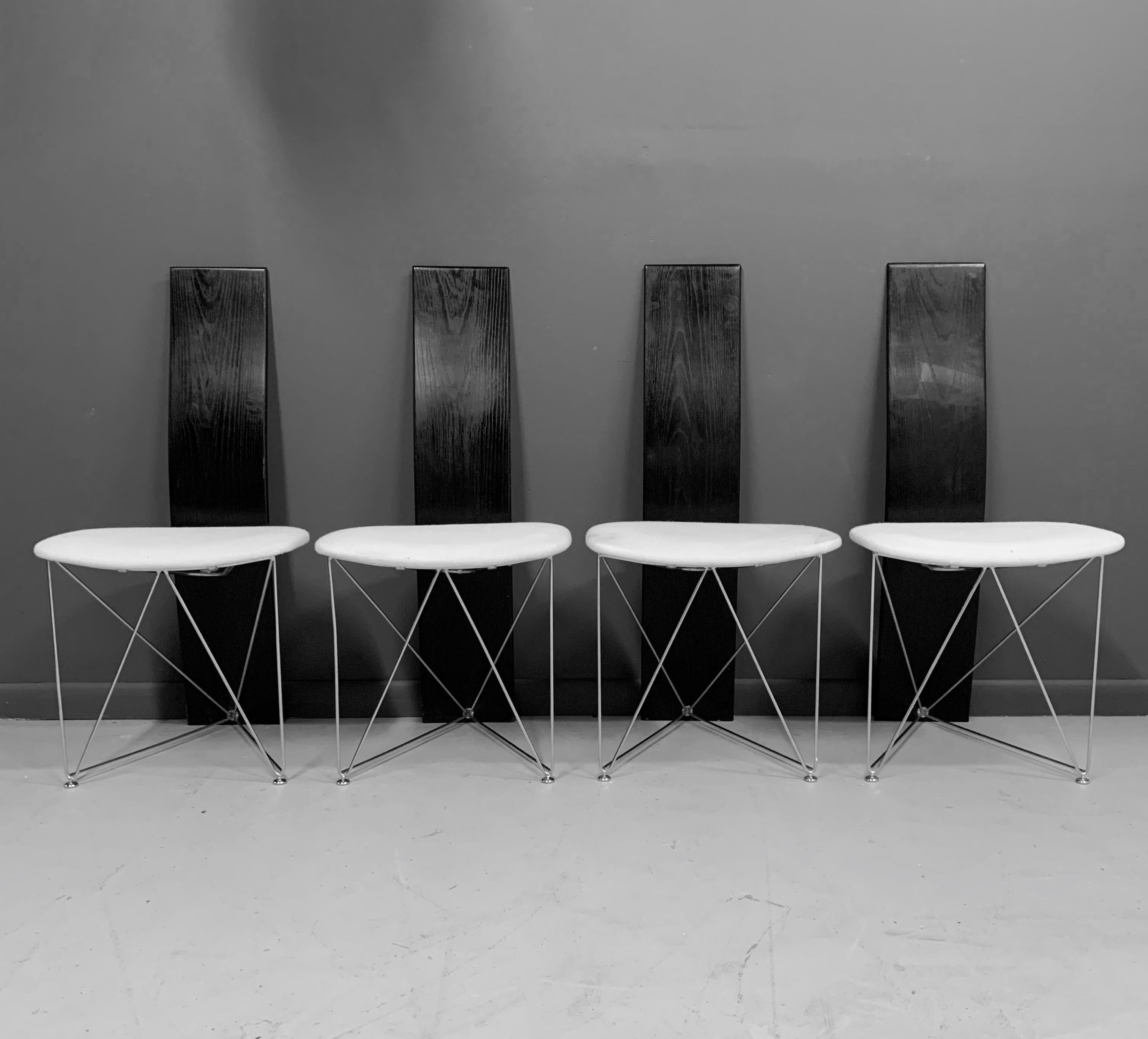 Dining chairs in the Postmodern style designed in Norway by Torstein Flatøy for the famed house of Bahus.