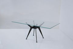 Post Modern dining table Glass and Iron Attributed to Norman Foster