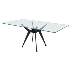 Vintage Post Modern dining table Glass and Iron Attributed to Norman Foster