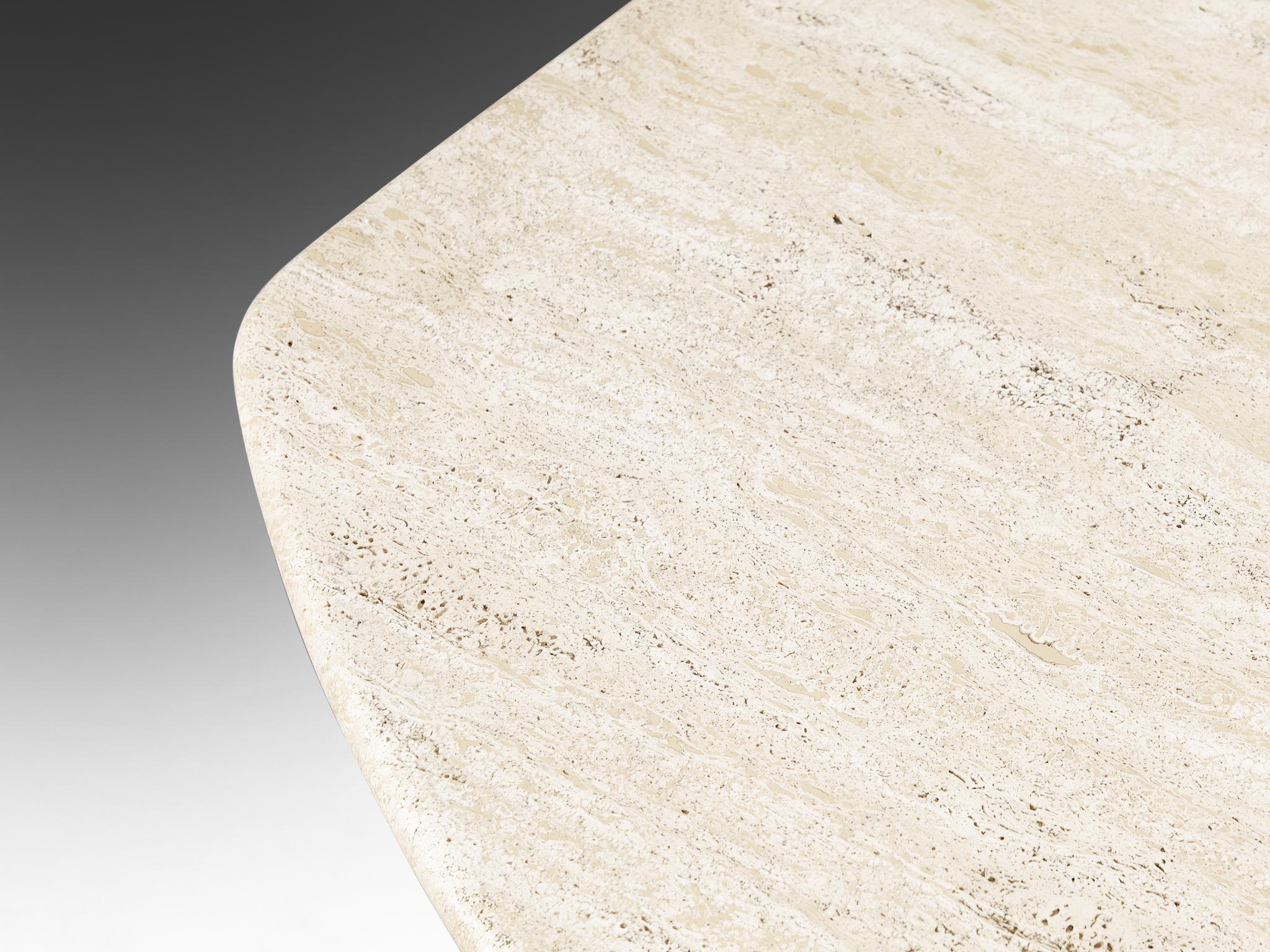 Mesa de Comedor Postmoderna en Travertino con Base Geométrica en venta 5