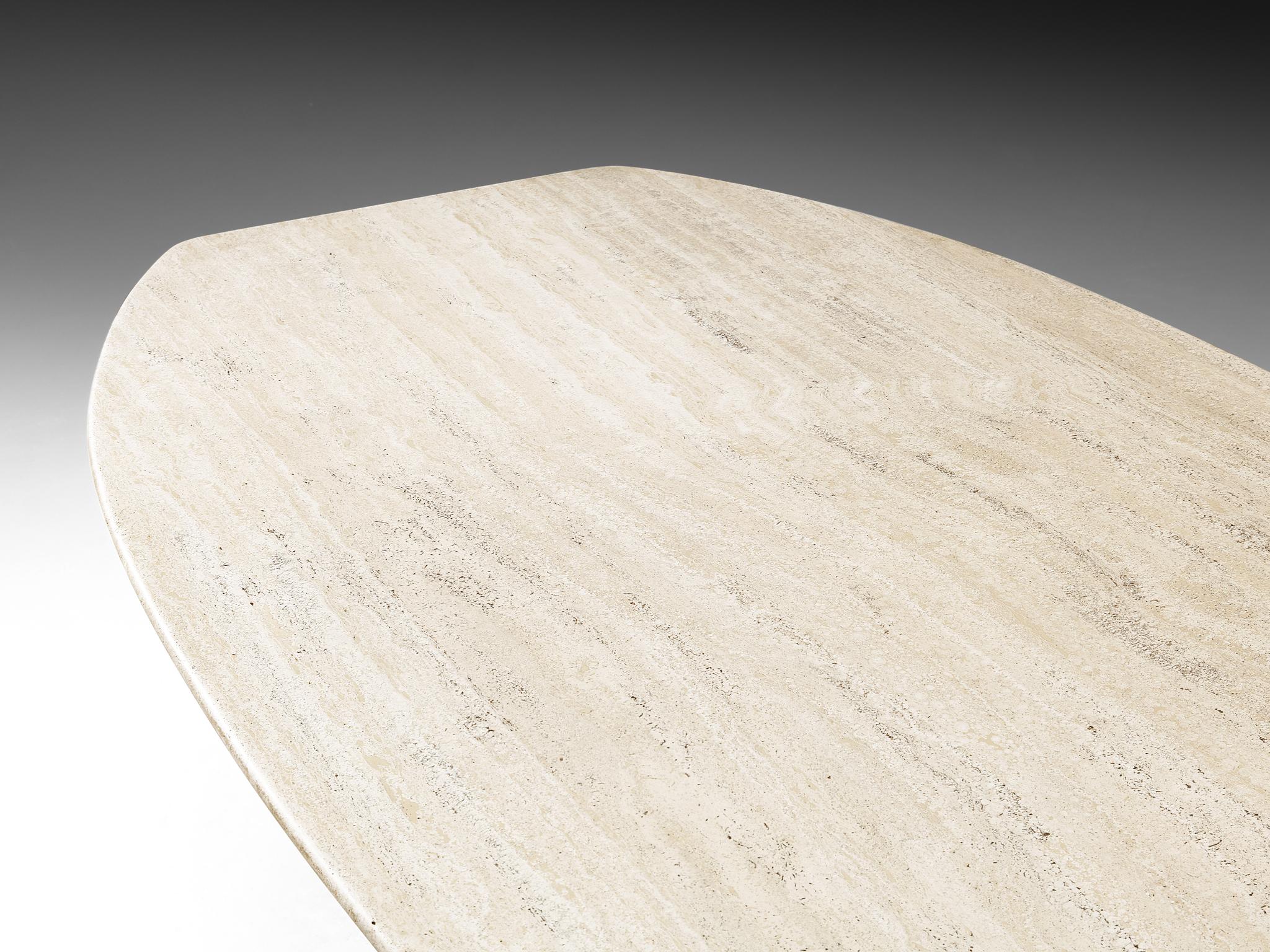 Mesa de Comedor Postmoderna en Travertino con Base Geométrica en venta 2