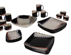 Postmodern Dinnerware Set by Dorothy Hafner for Tiffany & Co. "Chevron" Print
