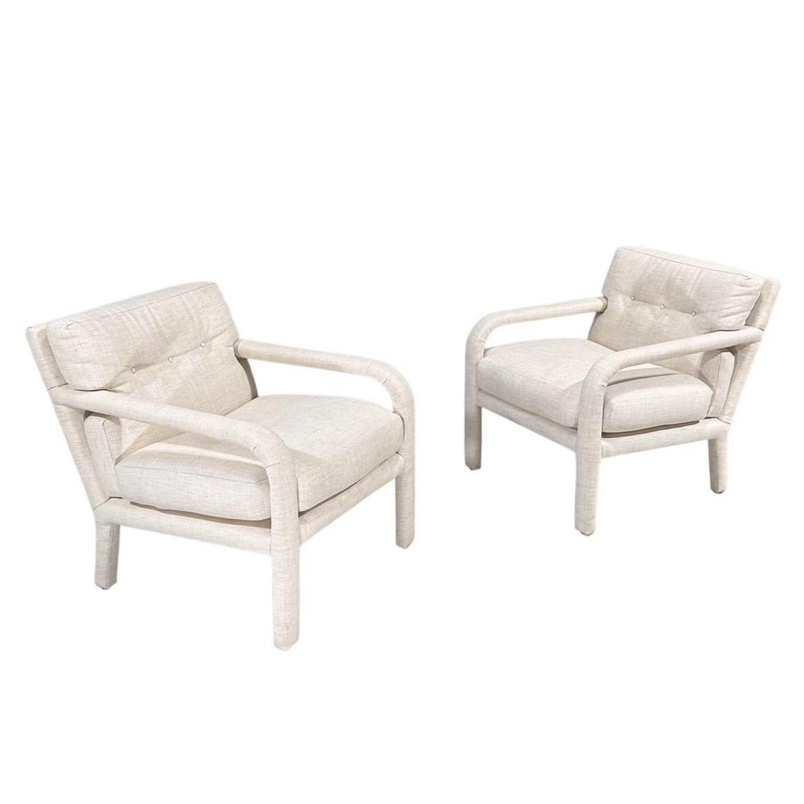 Post-Modern Post Modern Directional Open Arm Lounge Chairs, 1980 For Sale