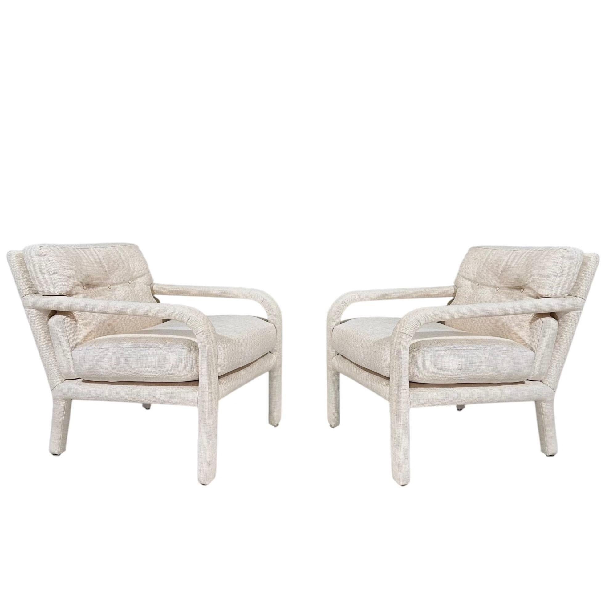 Post Modern Directional Open Arm Lounge Chairs, 1980 In Good Condition For Sale In Chicago, IL