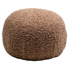 Post Modern Directional Pouf Ottoman in Teddy Bear Camel Bouclé