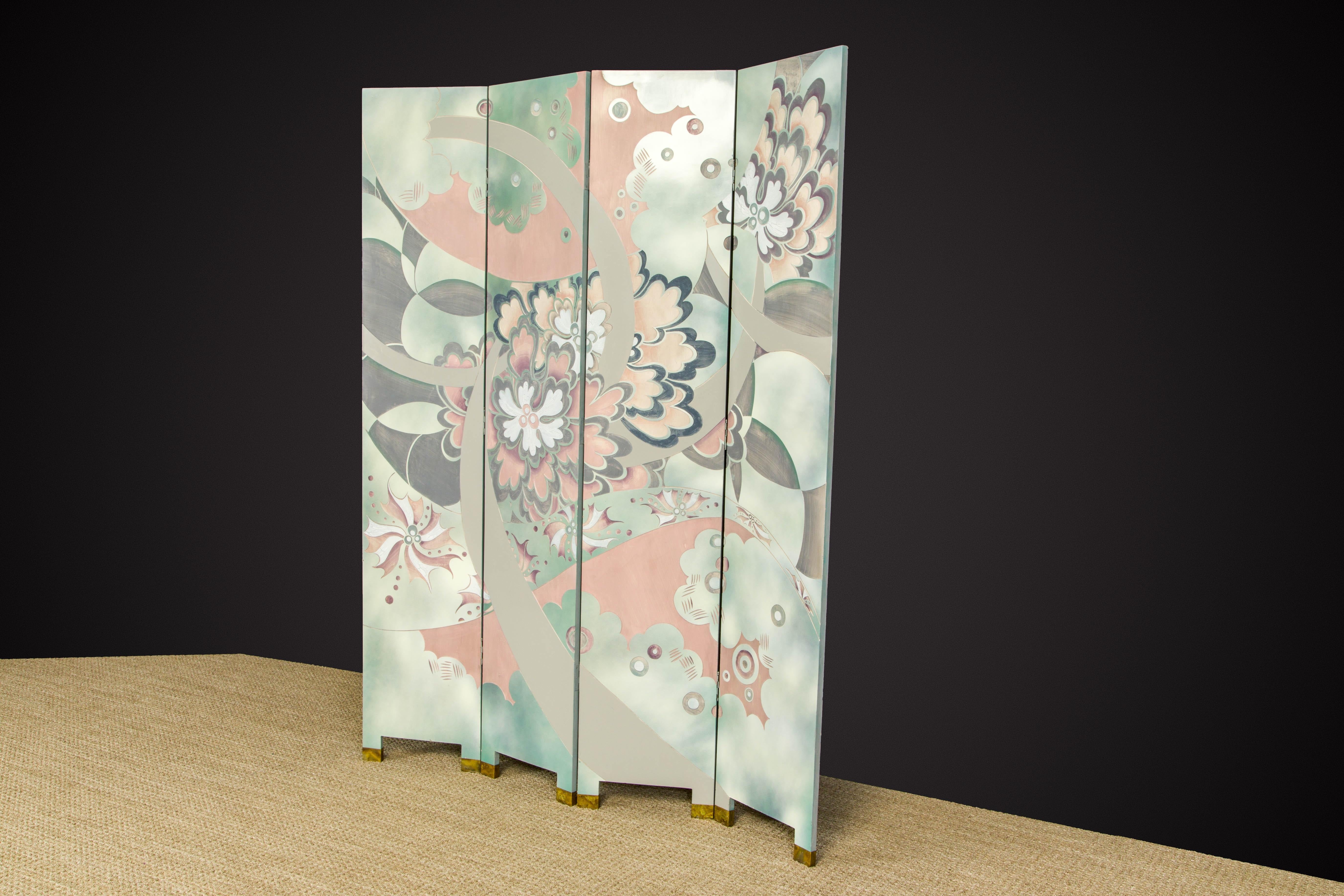 Unknown Post-Modern Double Sided Folding Screen Attributed to Maitland Smith, c 1980s