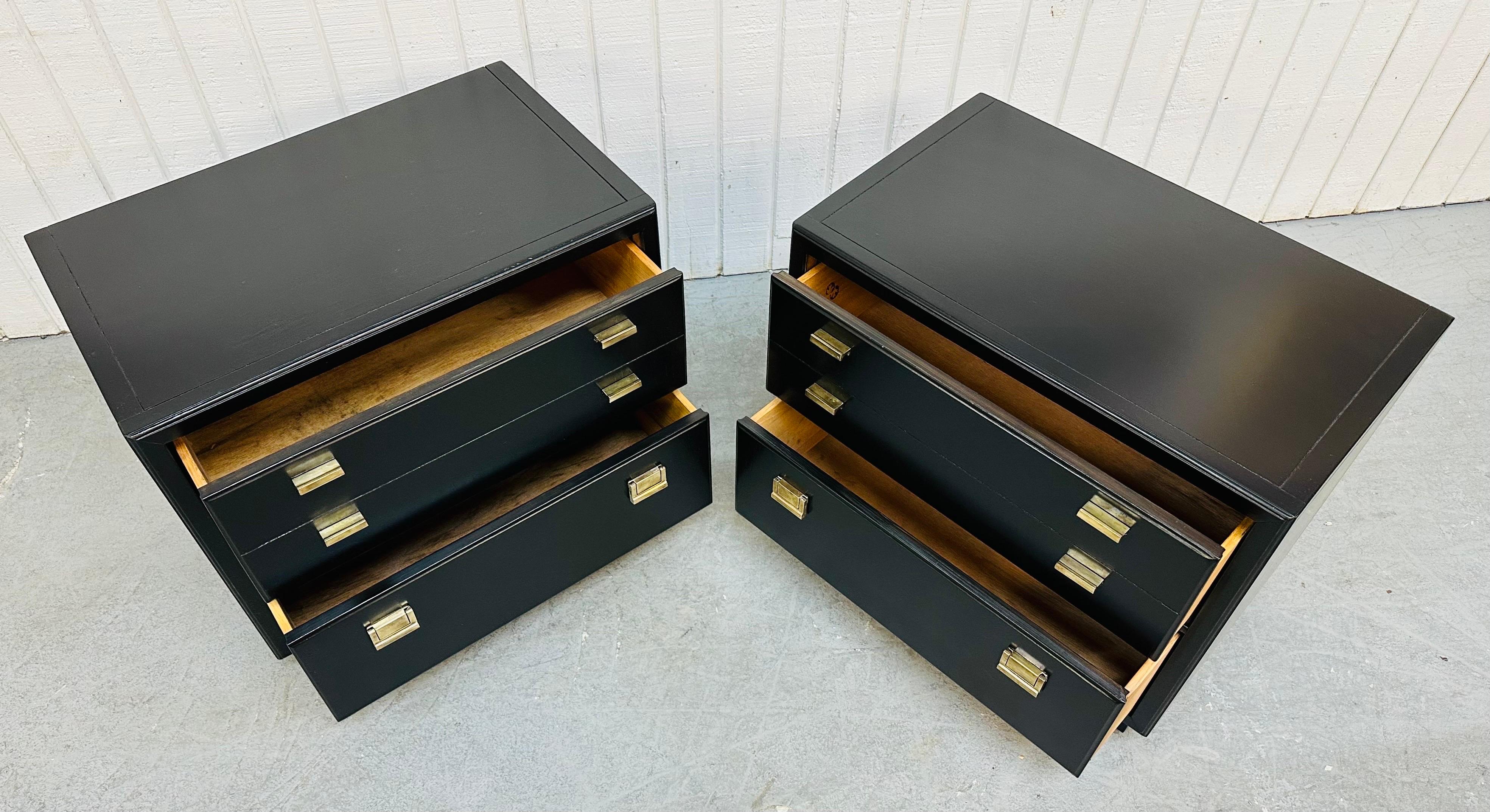 Brass Post-Modern Drexel “Consensus” Black Nightstands