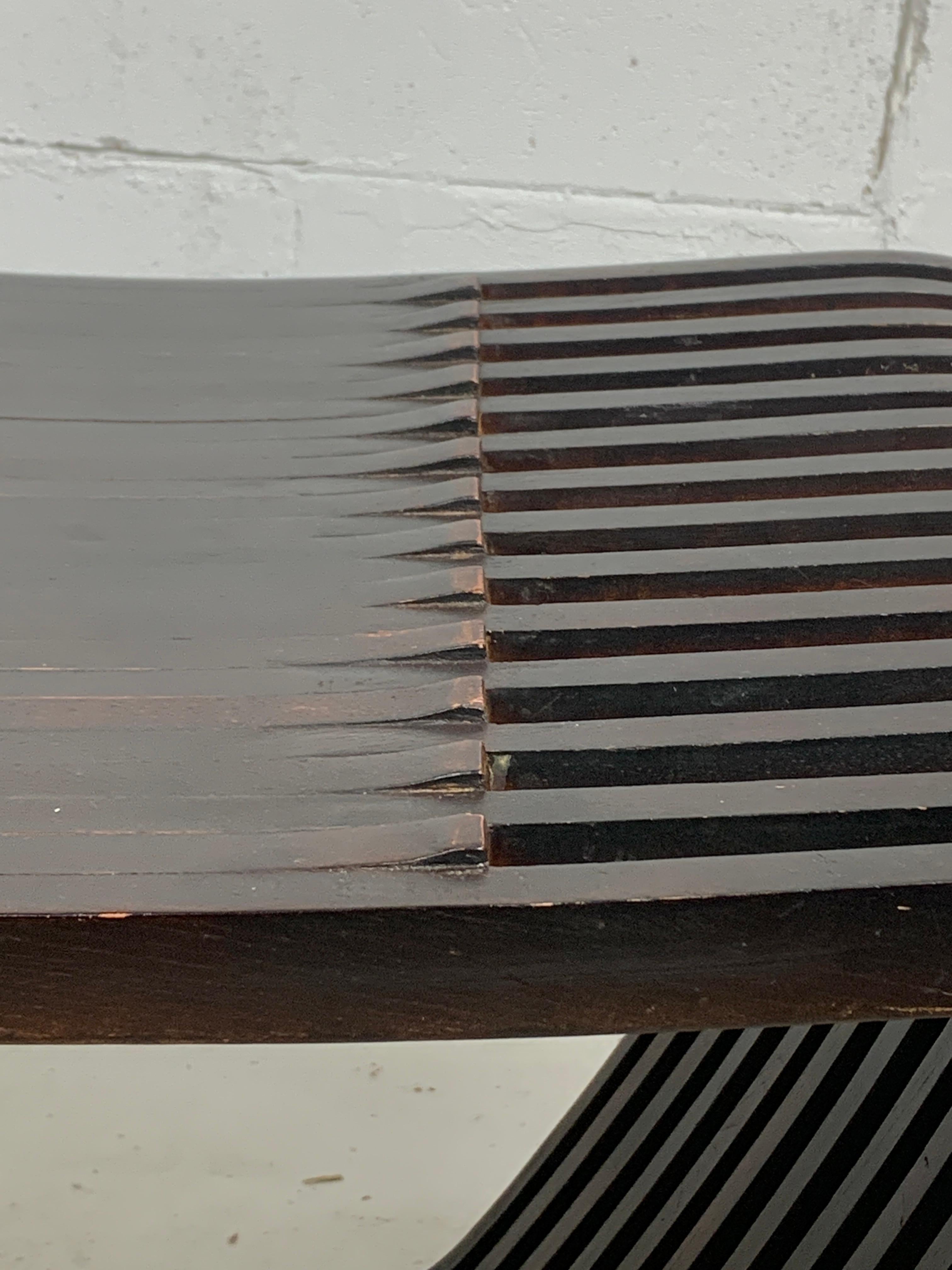 Banc ou table basse néerlandaise post-moderne à lattes en bois aux courbes ondulantes, 1970 en vente 7