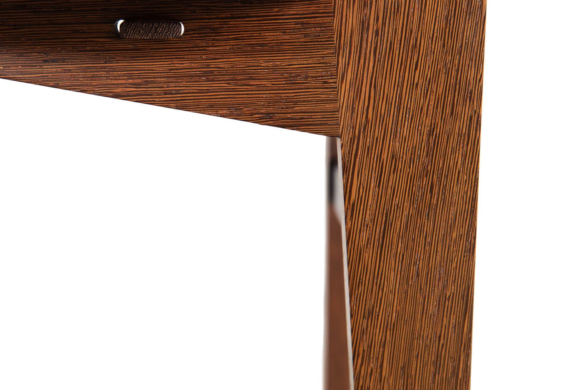 Post-Modern Ebony Hardwood Accent Table w/ Dovetailed Corners, circa 1987 For Sale 13
