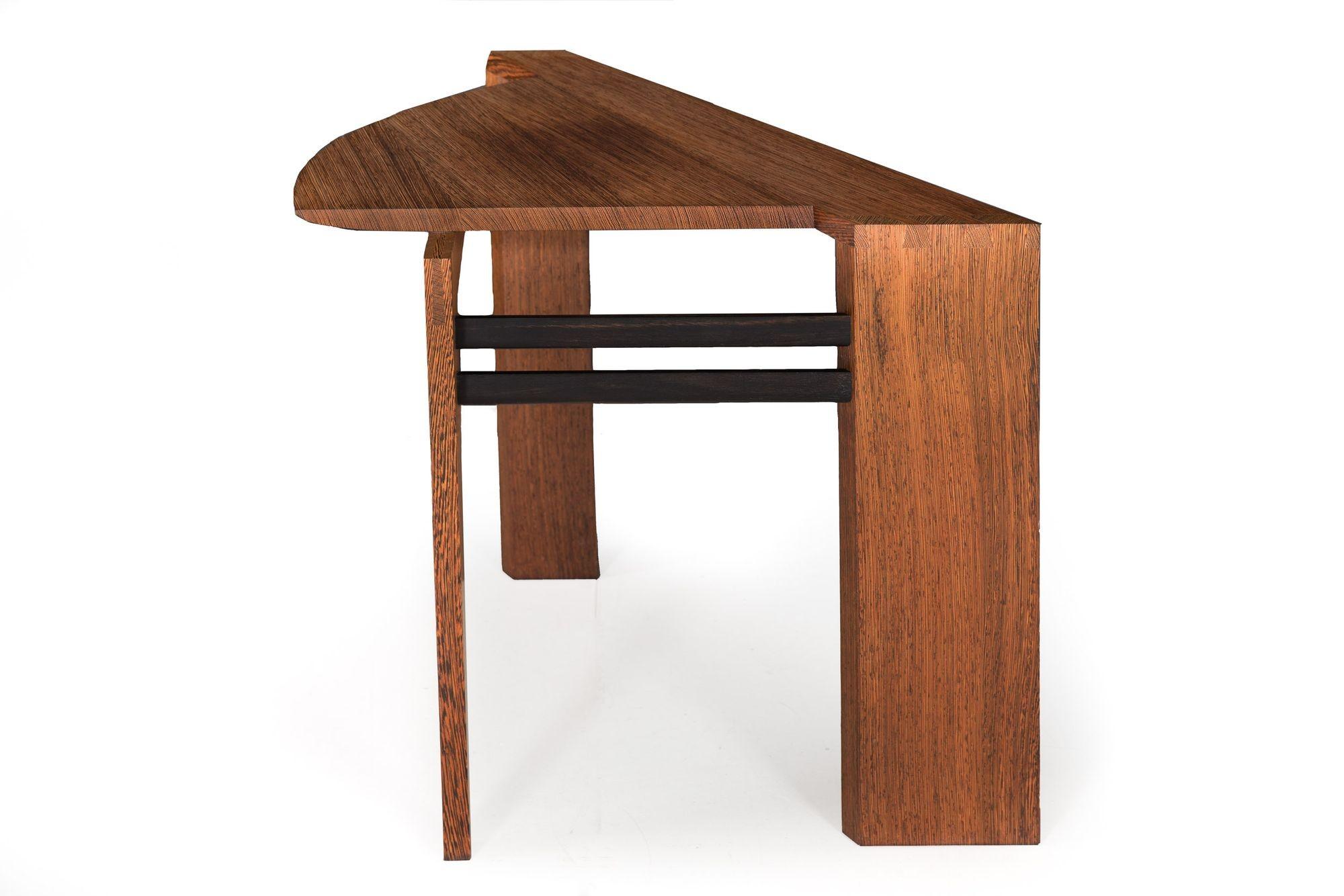 American Post-Modern Ebony Hardwood Accent Table w/ Dovetailed Corners, circa 1987 For Sale