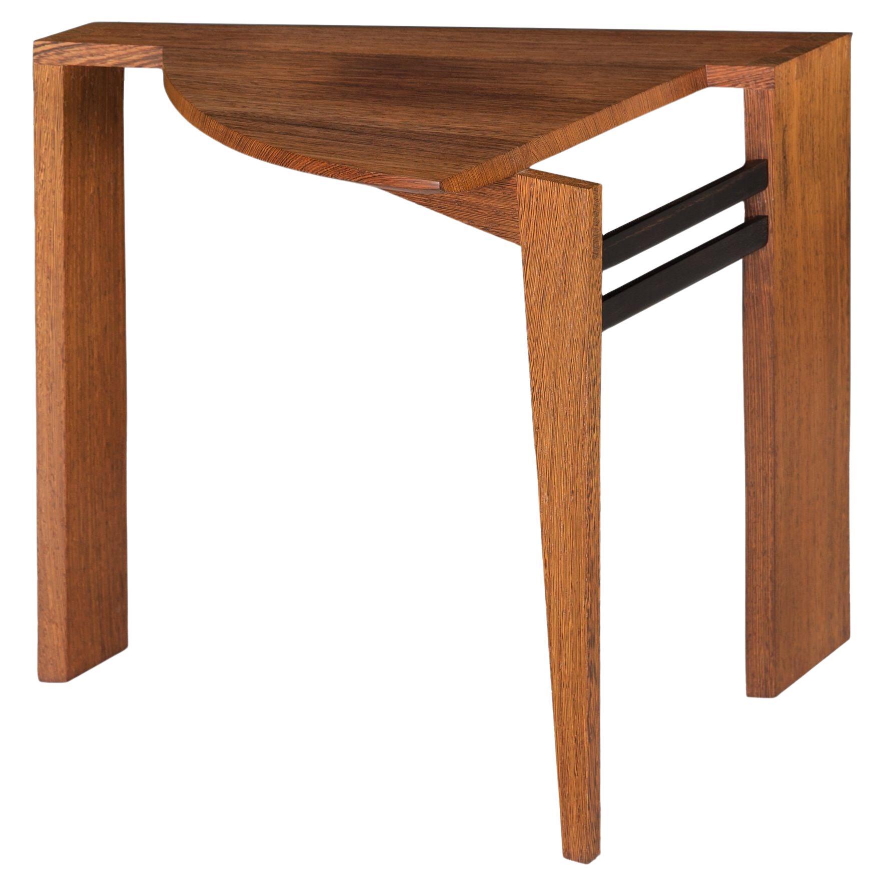 Post-Modern Ebony Hardwood Accent Table w/ Dovetailed Corners, circa 1987 For Sale